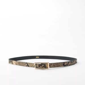 Cinto fino snake 100% cuero Zara