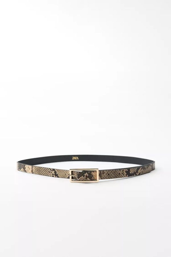Cinto fino snake 100% cuero Zara