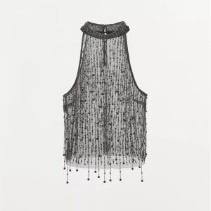 Top halter flecos abalorios Zara