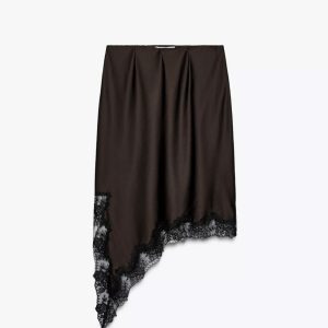 Pollera satinada con encaje Zara ZW Collection
