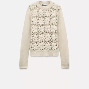 Jersey punto combinado crochet Zara