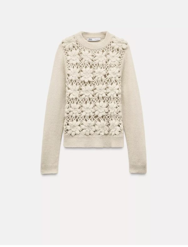 Jersey punto combinado crochet Zara