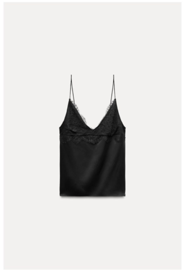 Top satinado encaje Zara ZW Collection