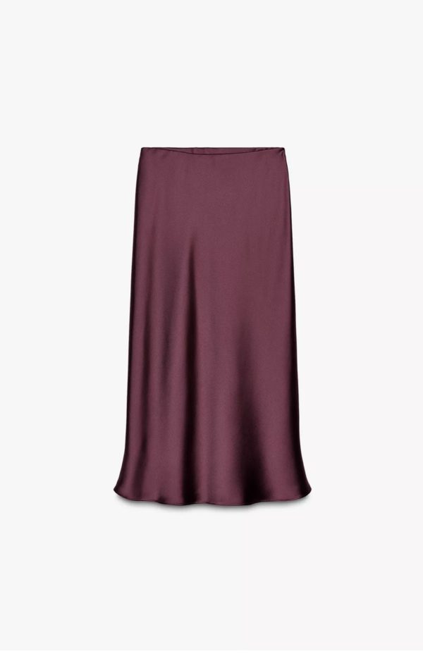 Pollera satinada burgundy Zara