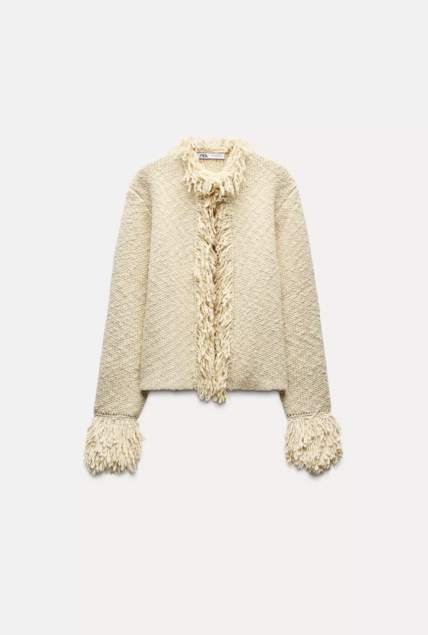 Chaqueta punto flecos Zara