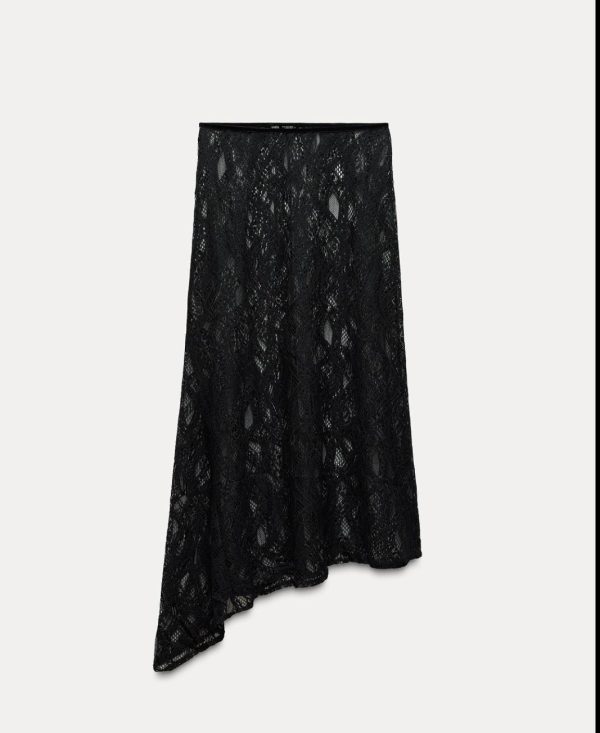 Pollera de encaje asimétrica Zara