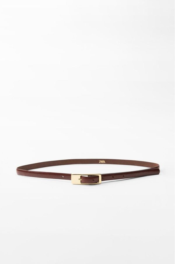 Cinto fino 100% cuero Zara