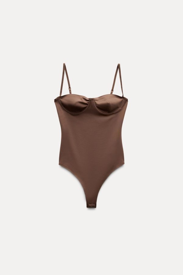 Body lencero satinado marrón Zara
