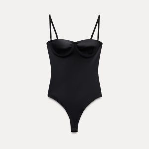 Body lencero satinado negro Zara